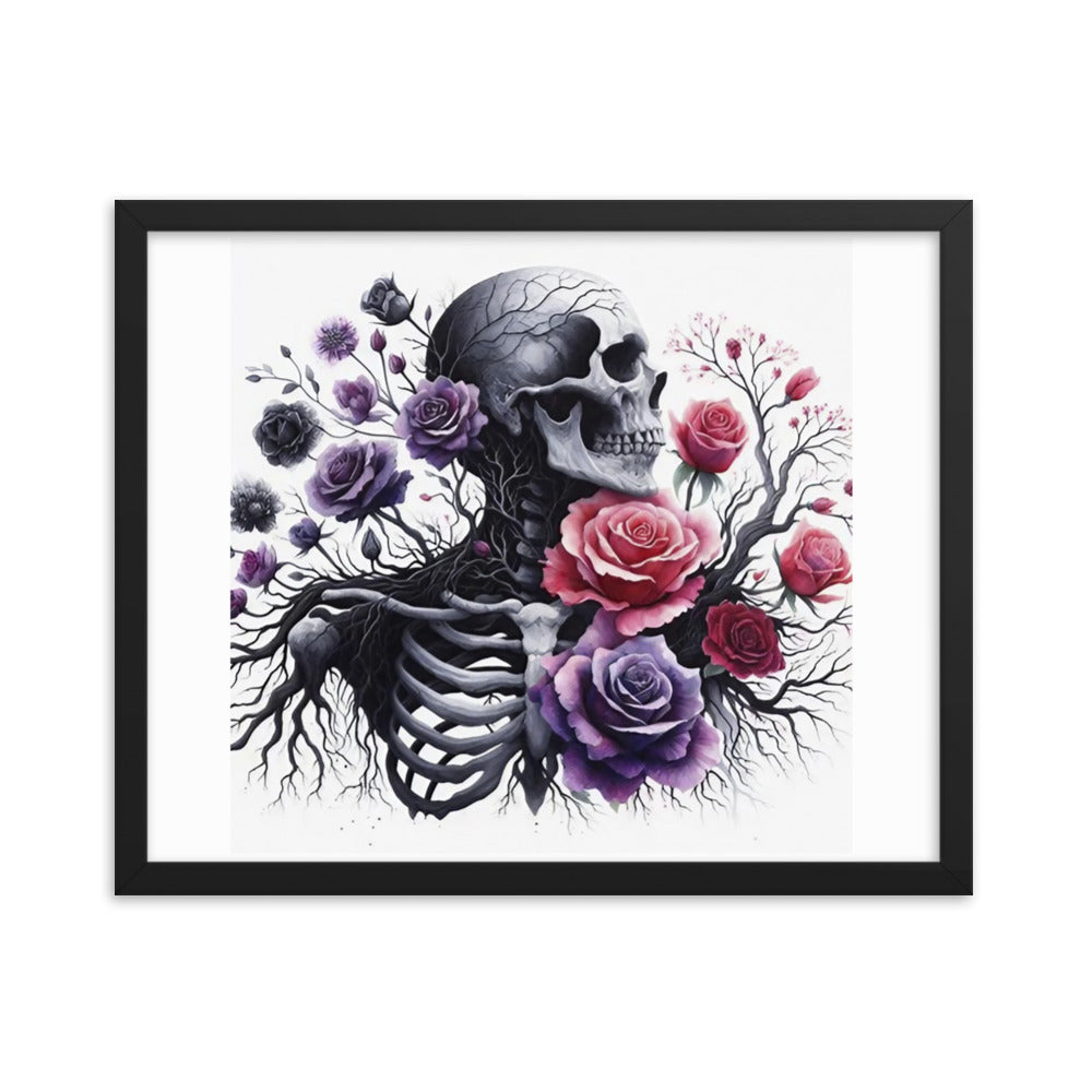 Floral Skeleton Framed poster