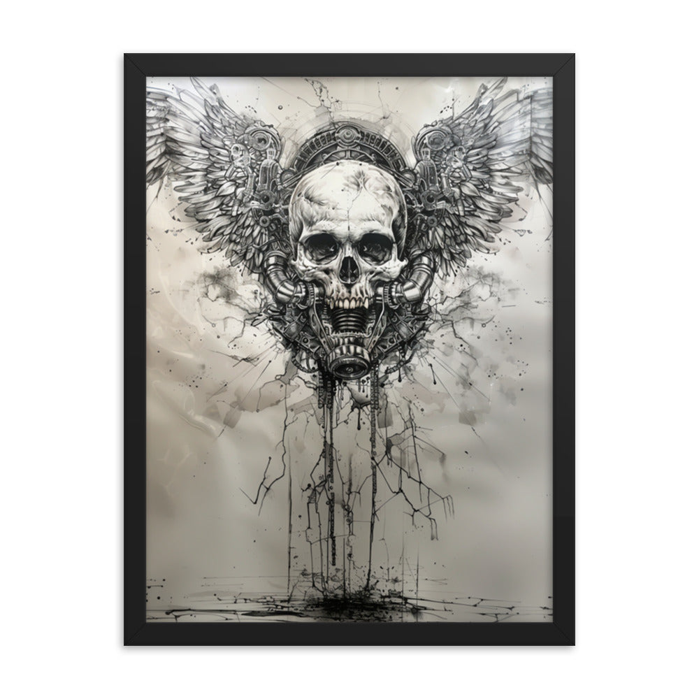 Winged Skul Fuel  Leak Framed poster