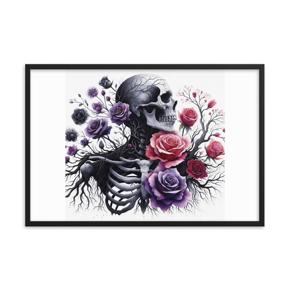 Floral Skeleton Framed poster